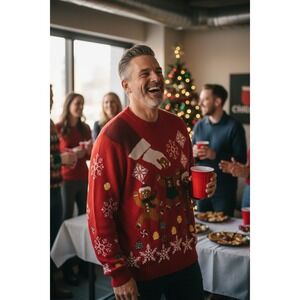 Party Sweater Gingerbread Men Christmas Sweater Red 2XL Funny Holiday Knit